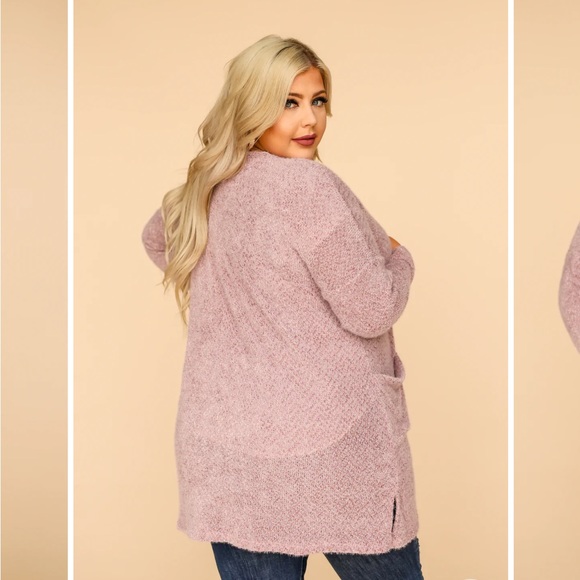 Fuzzy Open Cardigan with Pockets - Picture 3 of 5